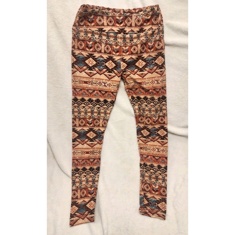 LuLaRoe Leggings Brown Aztec Colorful Southwest Western Soft Casual Women OS